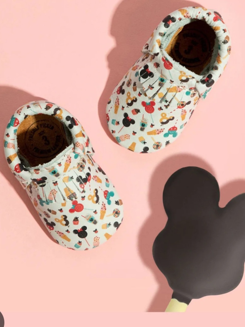 Freshly Picked Disney Moccasins with Colorful Icons